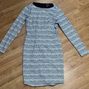 The Limited Black and White Chevron Long Sleeve Dress